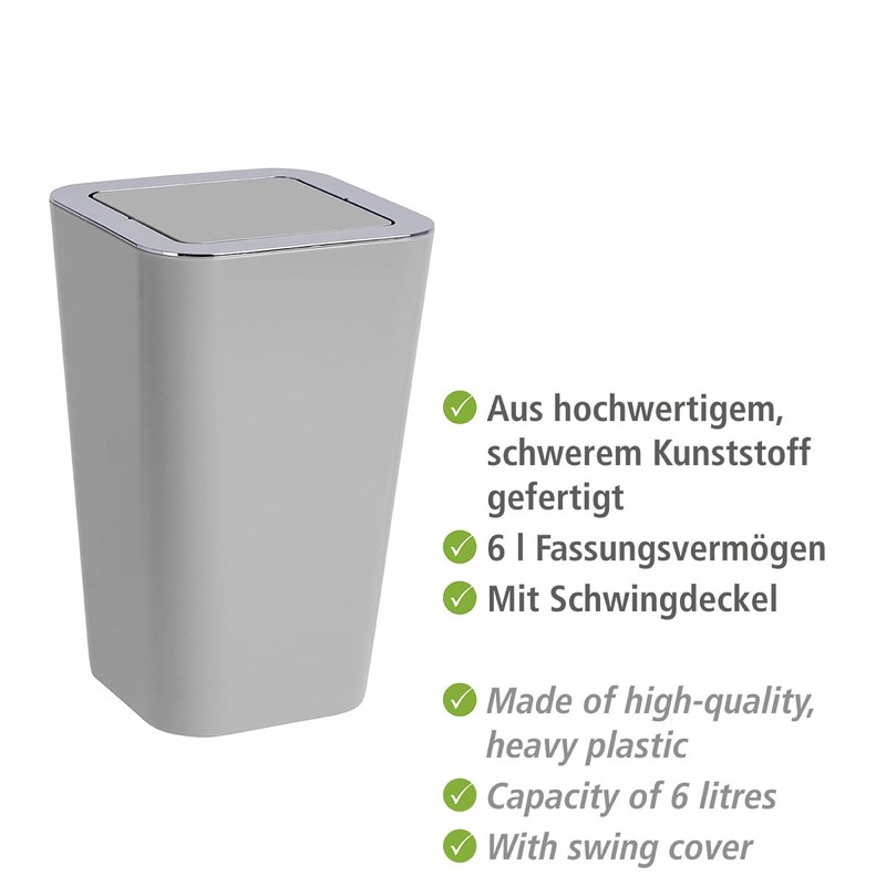 Wenko Candy White Swing Top Bin Cosmetic Bin, Volume: 6