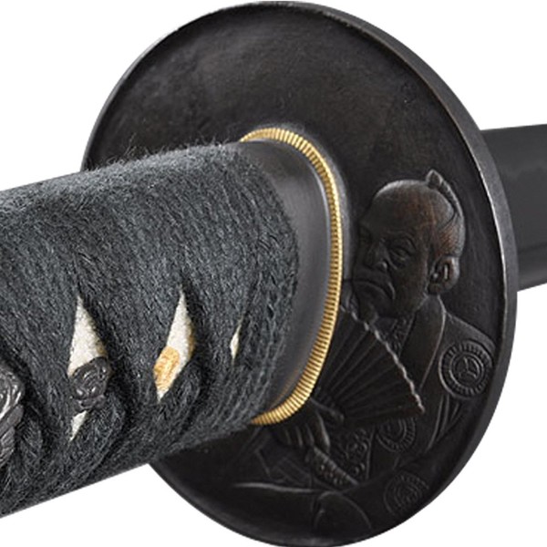 Handmade Sword - Samurai Katana Sword, Functional, Hand Forged, 1045 Carbon Steel, Heat Tempered, Full Tang, Sharp, Warrior and House Tsuba, Black Wooden Scabbard