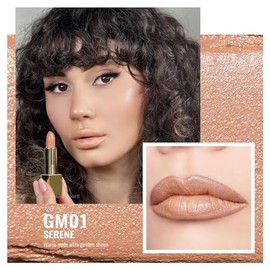 OULAC Lippenstift Metallic Glanz Finish, Nude Langanhaltender Glitzer Lippenstifte, Feuchtigkeit und Glanz f√ºr die Lippen, Intensive Farbe Feine Textur, Vegan, 4.3g (GM01) Serene