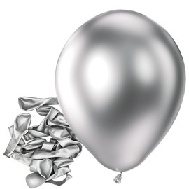 Bezente Metallic Silver Balloons Latex Balloons - 150 Pack 5 inch Chrome Silver Helium Balloons for Wedding Birthday Baby Shower Graduation Anniversary Party Decorations
