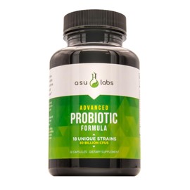 AsuLabs® Formula Probiotica Avanzada con 18 Cepas Probioticas Clinicamente Seleccionadas para ayudar a eliminar Los malestares digestivos. para Hombres y Mujeres. Capsulas Vegetarianas.