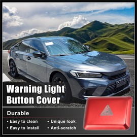 Hihaha for Honda Civic 11th Gen 2022 2023 Warning Light Button Switch Cover Trim Sticker Frame Interior Decoration for Sedan Hatchback Sport Touring Aluminium Alloy Red Durable Material