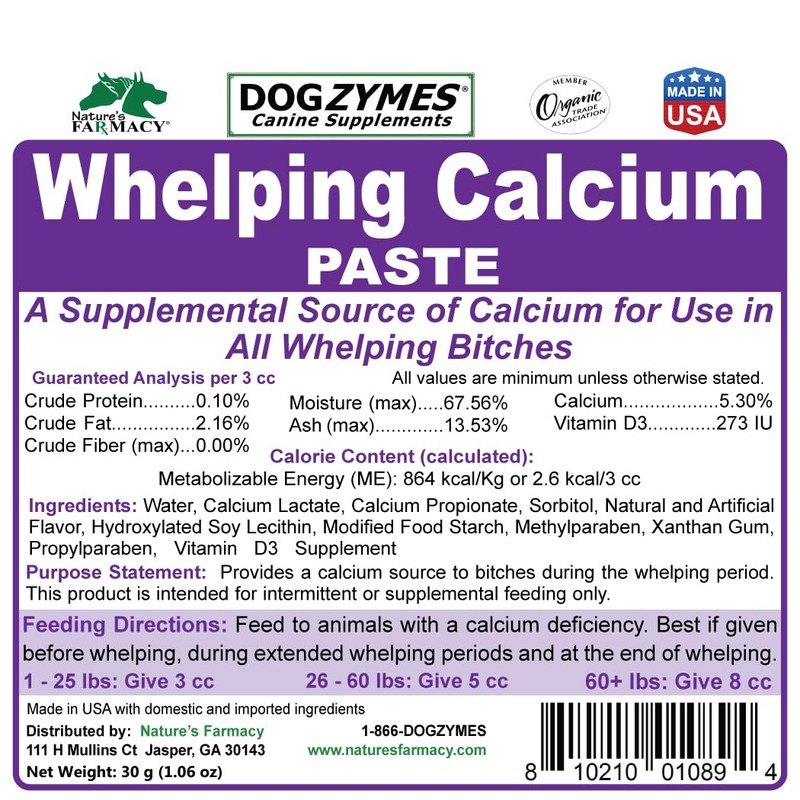 Canine Whelping Calcium Paste Combines Calcium Propionate, Calcium Lactate and
