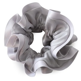 JewelVOX Scrunchie, Hair Accessory, Grosgrain Frame, Striped Fabric, Adult, Stylish, Cute, Simple, Stylish, Gray