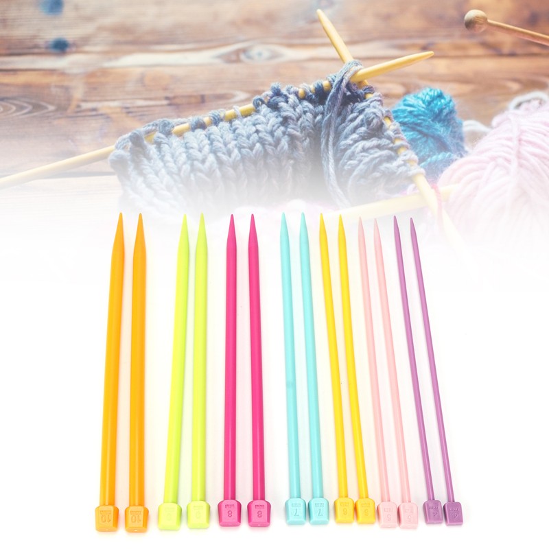 14 Pcs Knitting Needles Multicolour Portable 25cm Sweater Needle Plastic