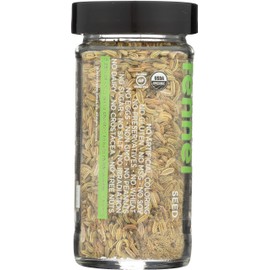 Spicely Organic Fennel Seeds Whole 1.10 Ounce Jar Certified Gluten Free