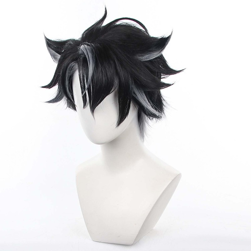 Servelove Character Cosplay Wig For Game Characters Black Grey Mix