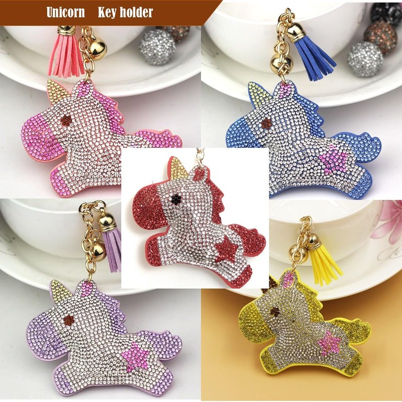[Rigural] Keychain Unicorn Bag Charm Key Ring Sparkly, purple