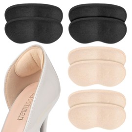 Heel Grips for Shoes That Are Too Big - Shoe Inserts for Women & Men, Non-Slip Heel Pads with Cushioning, Blister Prevention Liner for Loose Shoes, Gap Filler Comfort Accessories (Black +apricot, 4 pairs)