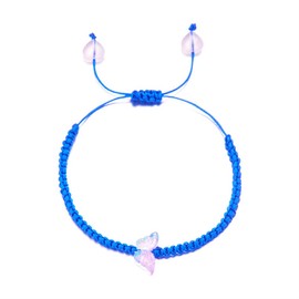 COLORFUL BLING Adjustable Strings Braided Rope Cute Transparent Butterfly Strand Bracelets Lucky Butterfly Friendship Matching Bracelet BFF Gift for Women-single dark blue
