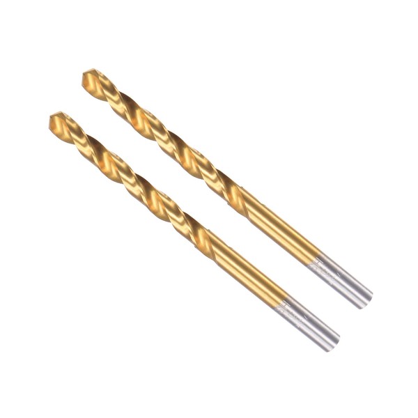 CoCud 6542 Twist Drill Bit, 0.2 inch (5.2 mm) Drill Diameter, Titanium Coated, High Speed Steel, Straight Shank - (Application: Stainless Steel, Alloy, Metal), Pack of 2