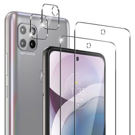 Cizerin [2+2 Pack] Tempered Glass Screen Protector for Motorola Moto One 5G Ace/ 5G UW Ace/G 5G- and Camera Lens Protector - Anti-fingerprint - Shatter Proof - 【Not for Moto One 5G/One 5G UW】