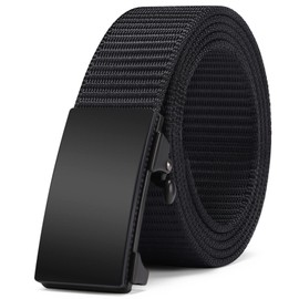 SENDEFN Men's Adjustable Fabric Belt Canvas Belt Width Approx. 3.5 cm with Metal Buckle Automatic Buckle, black