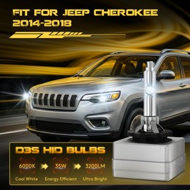 EASY EAGLE D3S HID Xenon Headlight Bulbs Fit for Jeep Grand Cherokee 2014-2021 Cherokee 2014-2018 Compass 2017-2021 6000K Cool White High & Low Beam Replacement Bulb 35W D3SC1 Headlamp, Pack of 2