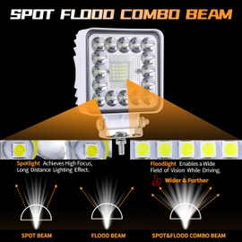 LIGHTBOSS 4 Inch Marine LED Lights for Boat Truck ATV UTV SUV, 2Pcs 60W LED Fog/Driving/Off Road Lights with Spot Flood Combo, 12V 24V Waterproof Led Light Bar, White Beam