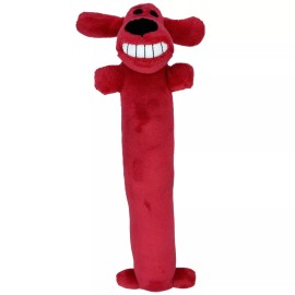 MULTIPET PLUSH LOOFA DOG TOY STUFFING SQUEAKER CHOOSE A COLOR - Red