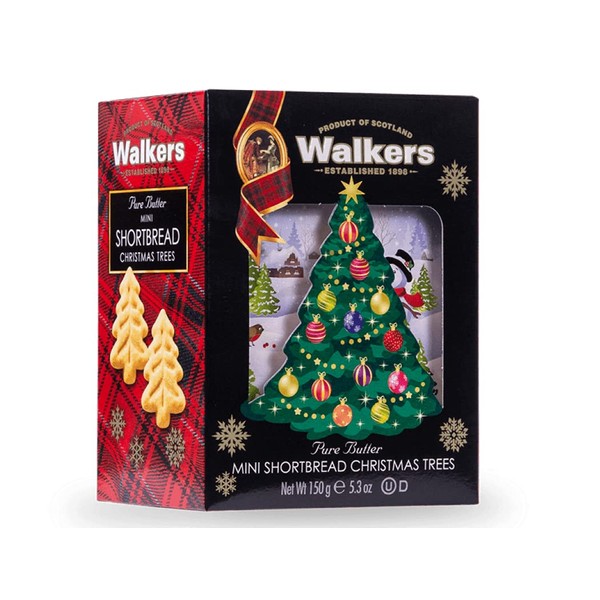 Walker's Shortbread Christmas Tree Shaped Mini Holiday Cookies, Pure Butter Shortbread Cookies, 5.3 Oz Box