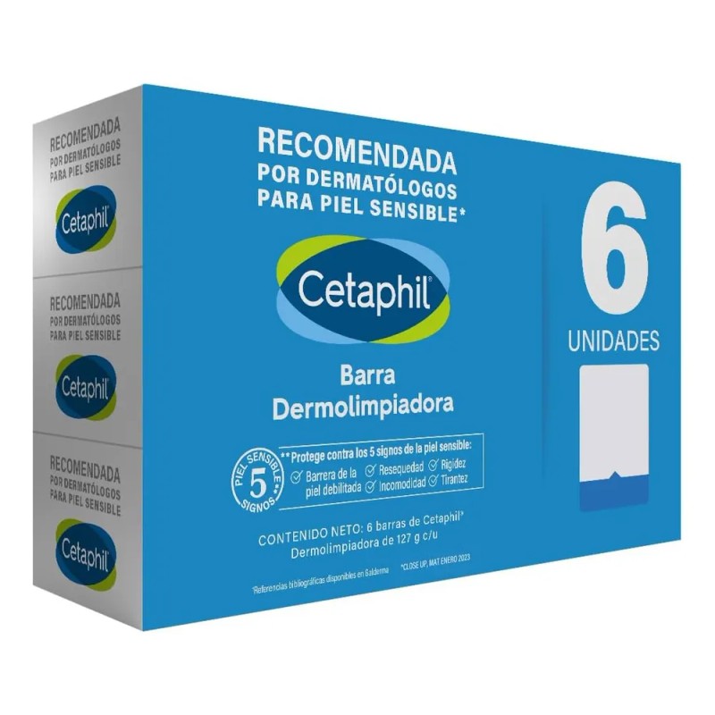 Jabon Corporal En Barra, Cetaphil, 6 Pzs De 127g C/u