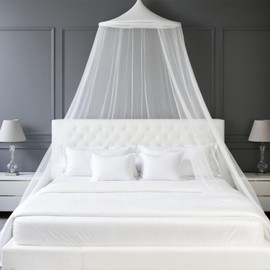 JISRKP Mosquito Net for Bed, White Mosquito Net Travel, Mosquito Net for Bed, with Super Glue Suction Cup Hooks, Mosquito Proof, Indoor, Outdoor, Camping, Afternoon Tea