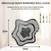 FEUFOAM Wall Clock Silver Irregular Mirror Glass Clocks Cute Crystal