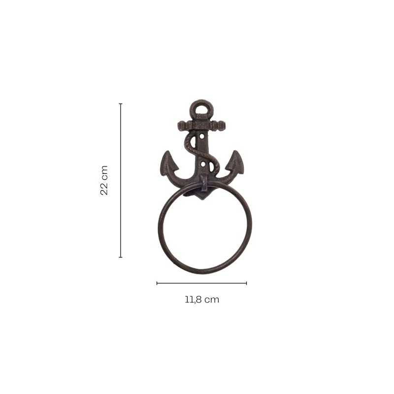 2 x Wall Hooks Anchor with Cast Iron Ring -