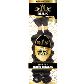 Sensationnel Empire bulk hair braiding – deep body bulk human hair with for knotless box or curly loose wave hair styles - Empire deep body bulk 1 pack (14 inch, 2 DARKBROWN)