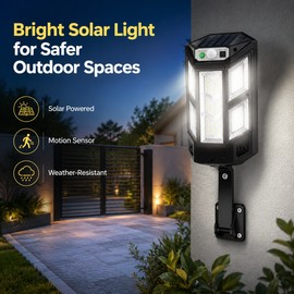Solar Motion Sensor Light for Outdoor Home Lighting – IP65 Waterproof Garden Wall Lamp for Yard and Street