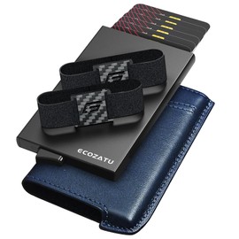 ECOZATU Slim Aluminum Card Holder Wallet, Minimalist Metal Mens Wallet, RFID Blocking Wallet For Men, Pop Up Men's Wallets, Stealth Wallets for Men, 14+ Cards Holder Mens Wallets With 2 Cash Bands