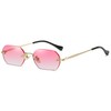 RUNHUIS Retro Rimless Rectangular Sunglasses for Women Men Vintage Hexagon