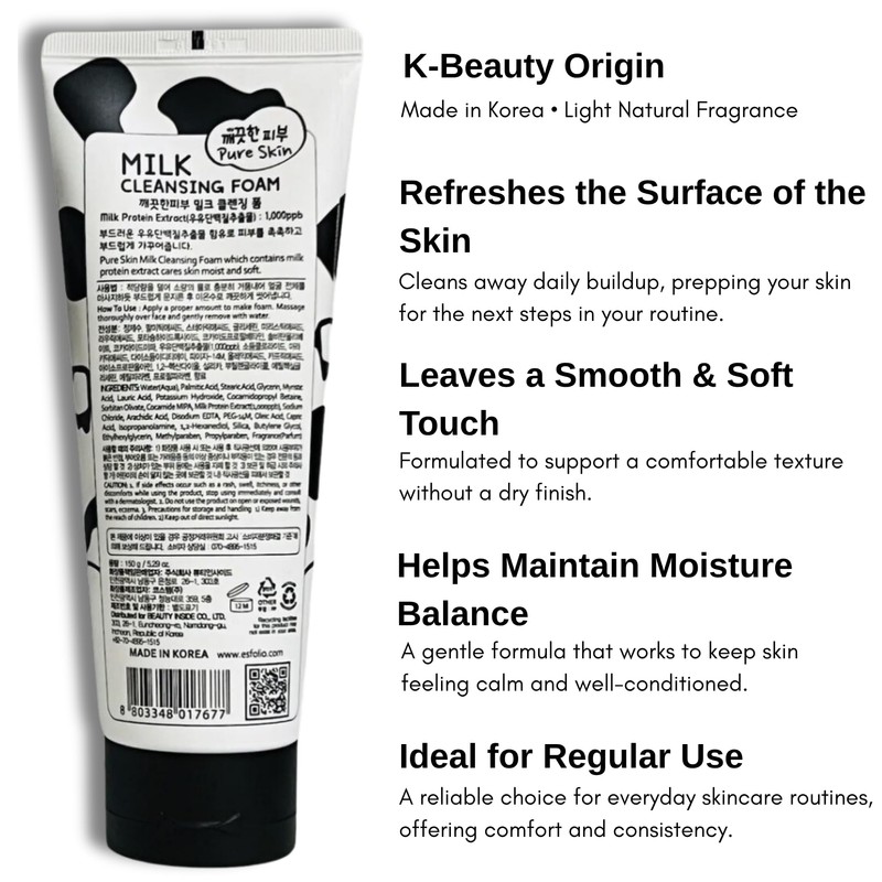 esfolio Milk Cleansing Foam – Hydrating Face Wash for All