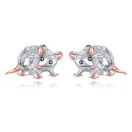Opossum S925 Sterling Silver Possum Earrings Opossum Studs Earring Possum Jewellry for Women Man Opossum Lover Gift