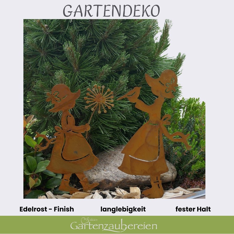 Storm's Gartenzaubereien Flower Stake Girl with Dandelion and Bird Set