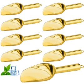 Zhehao 8 Pcs Metal Ice Scoop 6 oz Stainless Steel Ice Scooper for Ice Maker Kitchen Freezer Bar Wedding Party Small Scoops for Pet Animal Dog Food Candy Scoop Beach Shovel (Gold)