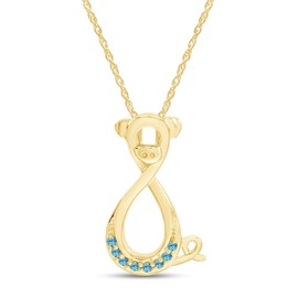 AFFY Simulated Blue Aquamarine Pig Infinity Pendant Necklace in 14K Yellow Gold Over Sterling Silver