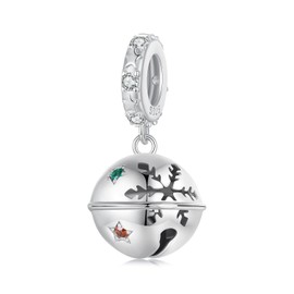 NINGAN 925 Sterling Silver Pearl Christmas Gifts for Children Snowman Snowflake Pendant Suitable for Women's Bracelet, Cubic Zirconia, Cubic Zirconia