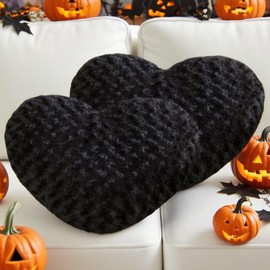Gowwye 2 Pcs Black Heart Pillow,Cute Heart Shaped Pillow Plush Heart Throw Pillow Set for Bed Livingroom Sofa Home Decor Girls Women Valentine (mini-12.9"x9.8")