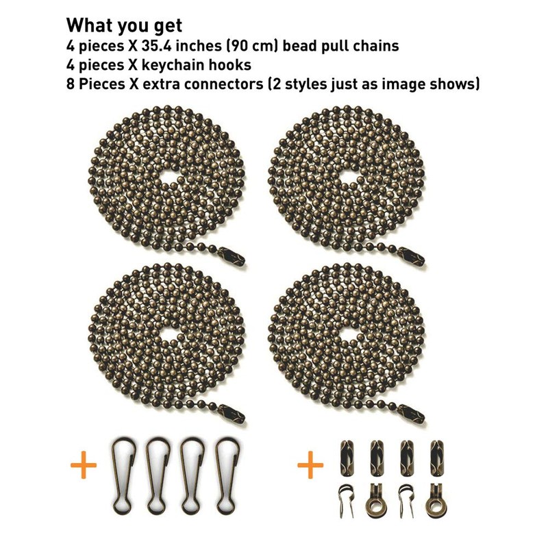 Wayilea Ceiling Fan Pulls Chain, 4 Pack Fan Extension Chain