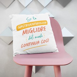 Mugffins Cojín 40x40 cm para ÄRZTIN FÜR VERDAUUNGSMEDIZIN Mujer Relleno Incluído - En Italienisch - Sei il miglior del Mondo Continua così! - 11 oz / 330 ml - Regalo original y divertido