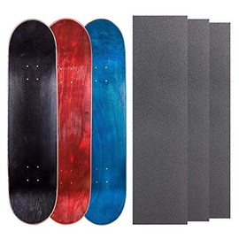 Cal 7 Blank Maple Skateboard Decks with Grip Tape (Black, Red, Blue, 7.75 inch)
