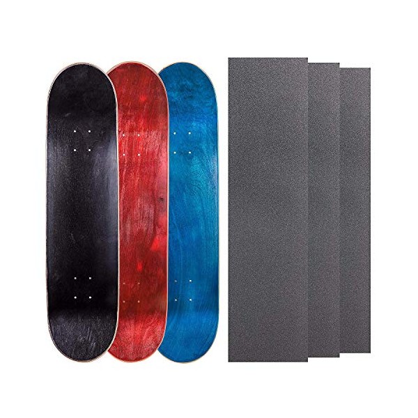 Cal 7 Blank Maple Skateboard Decks with Grip Tape (Black,