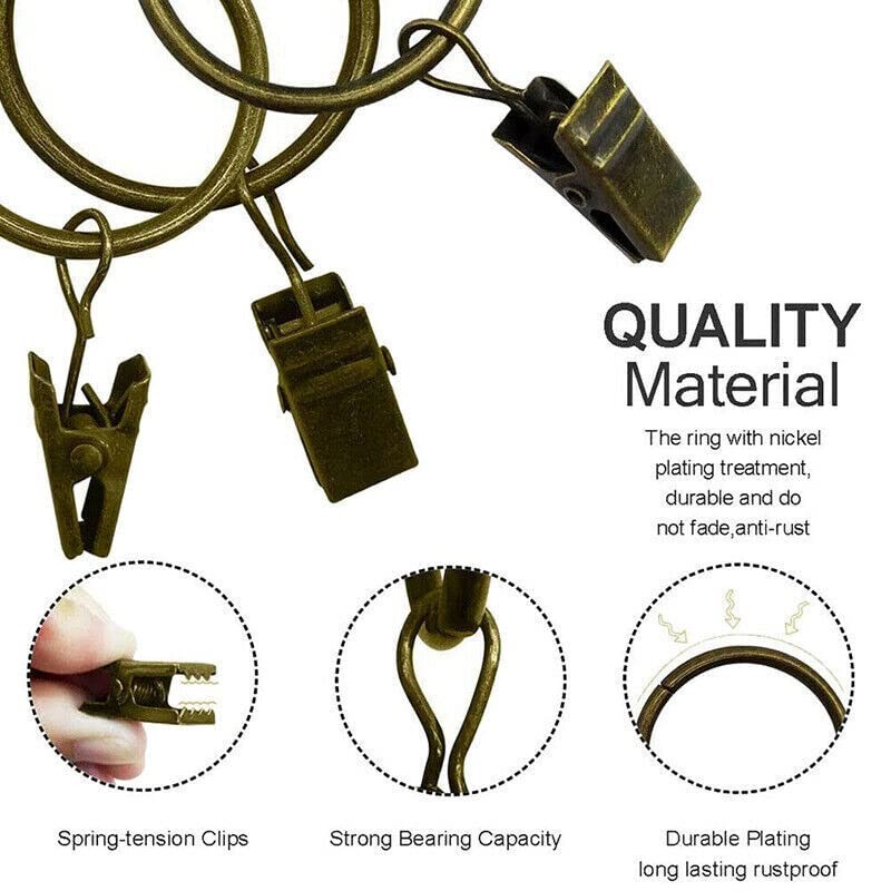 AIMALL 10pc Multipurpose Window Curtain Clothes Metal Clips Rings Hook