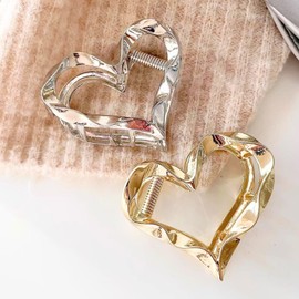 MILANA Hair Clip, Small, Heart-shaped, Metal, Strong, Cute, Elegant, Korean Style, Barrette, Hair Claw for Everyday, Wedding, Bathing, Office, Mother's Day Gift