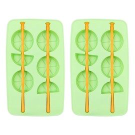 NUZAMAS Pack of 2 Ice Cube Box Popsicle Mold Set Lemon Shape Flexible Silicone PP Ice Cube Mold Popsicle Maker Ice Cream Molds Reusable DIY Pop Molds Tray