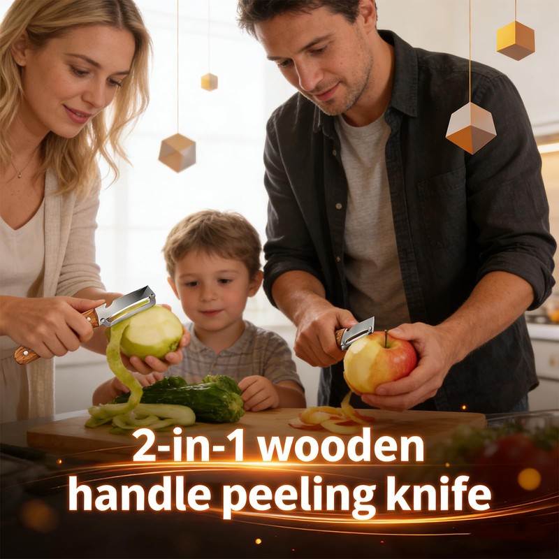 Multifunctional Vegetable Peeler For Kitchen With Ergonomic Wood Handle, 2