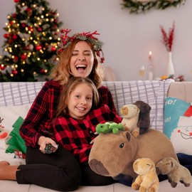 Youthfuljive 6 in 1 Capybara Plush Large Capybara Stuffed Animal with Babies Inside, 14.2" Mommy Stuffed Capybara Plush Pillow with Turtle 4 Baby Capibaras Peluches Plushies Toys for Kids Birthday
