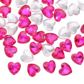 sourcing map 80Pcs Heart Rhinestones, 10mm Pointed Back Heart Glass Rhinestone Gems Crystal for Jewelry Making Costume DIY Crafts, Rose Red