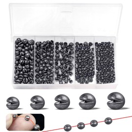 Realure 220 Pcs/5 Sizes Fishing Split Shot 0.6g 0.5g 0.4g 0.3g 0.2g Fishing Dispenser Sinkers Weights Shot for Stabilizing the Fishing Line & Bait
