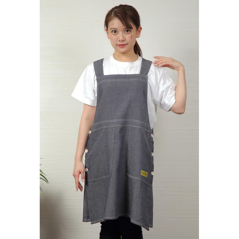 Anes p596 Women's Tunic Type Denim Like Apron, Overalls, Short,