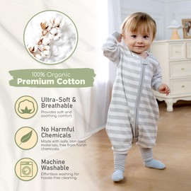 Mama Cheetah Toddler Sleep Sack with Feet, Long Sleeve 0.5 TOG Organic Cotton Baby Sleeping Bag with Legs, Wearable Blanket for Walkers w/ 2-Way Zipper, Toddler Blanket for Girls & Boys 2T