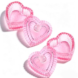 2PCS Heart-Shaped Dappen Dish for Nails, Pink Glass Crystal Monomer Dishs with Lid, Nail Dish Monomer Cup for Acrylic Nail Brush, Acrylic Nails Tools Professional Salon Use and Home Use